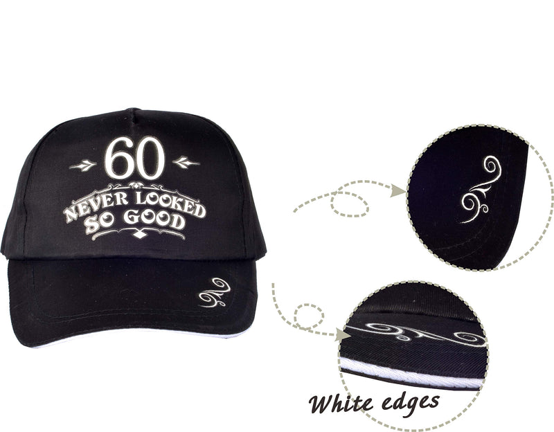 60th Birthday Gifts for Men, 60th Birthday Hat and Sash Men, 60 Never Looked So Good