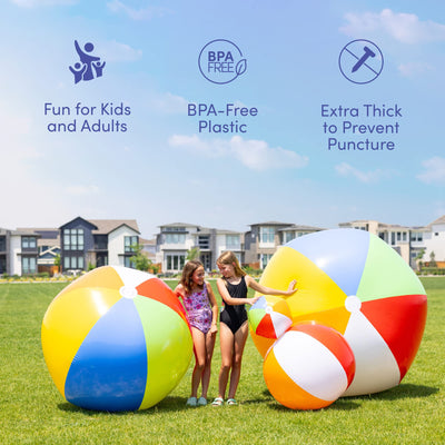 Top Race Giant Inflatable Large Beach Balls 24 inch Huge Pool Ball | Beach Summer Parties