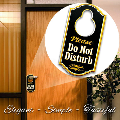 Please Do Not Disturb Door Hanger Sign - 1/4 inch Thick Rigid PVC - 8 inch x 4 inch w