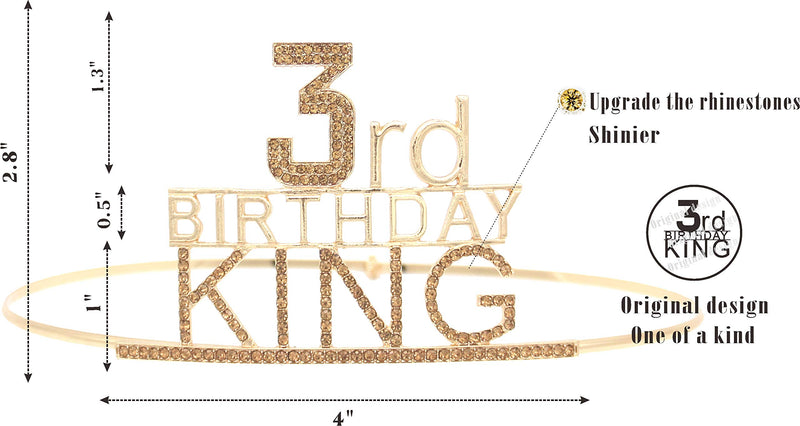 3rd Birthday King Crown and Sash for Boy,3rd Birthday for Him,3rd Birthday King Crown