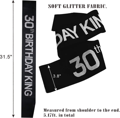 30th Birthday King Crown, 30th Birthday Gifts for Men, 30th Birthday King Sash, 30th