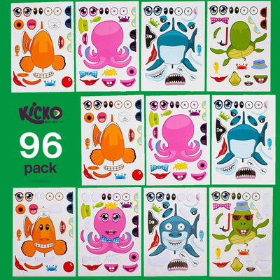 Kicko Make Your Own Sticker - 96 Stickers Assortment, Includes Zoo Animals, Cars, Sea