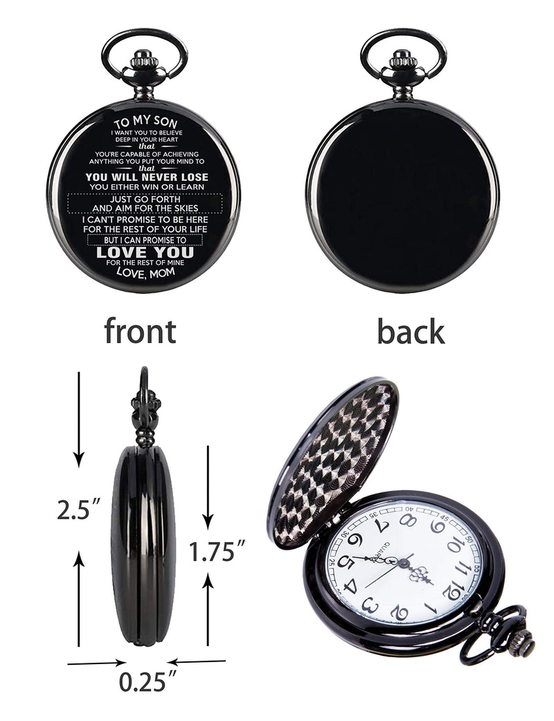 Son Gifts from Mom,To My Son Never Forget That I Love You,To My Son Pocket Watch from Mom