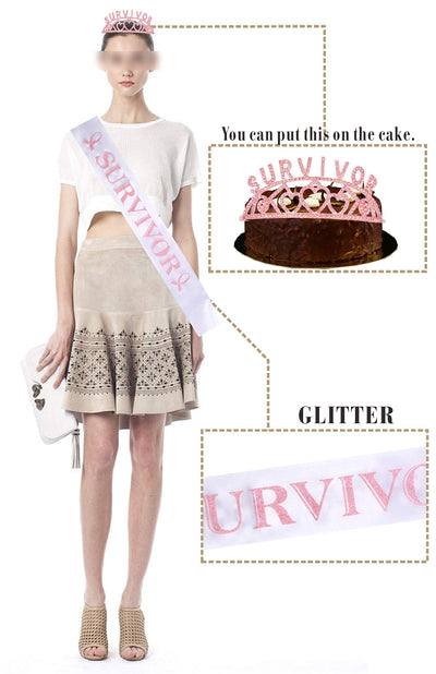 Breast Cancer Survivor Satin Sash, Survivor Tiara for celebrating Breast Cancer Surviving