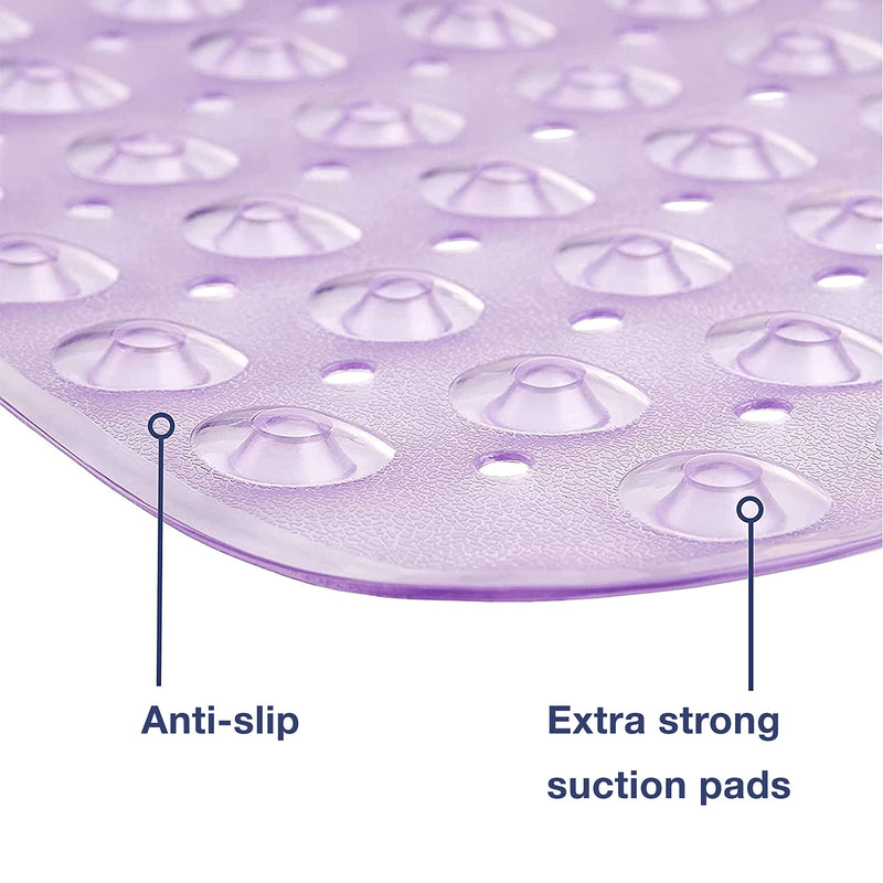 Nonslip Bath Mat With Suction Cups Purple 100x40cm40x16in Extra Long