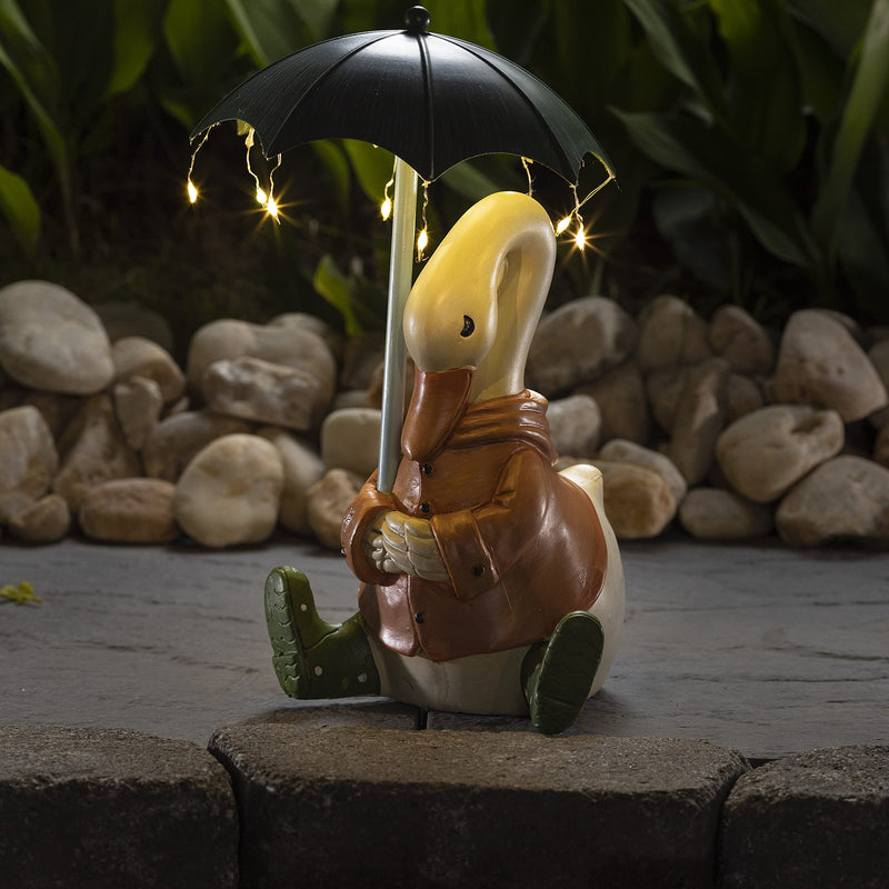 VP Home Quacking in The Rain Duck Solar Powered LED Outdoor Decor Garden