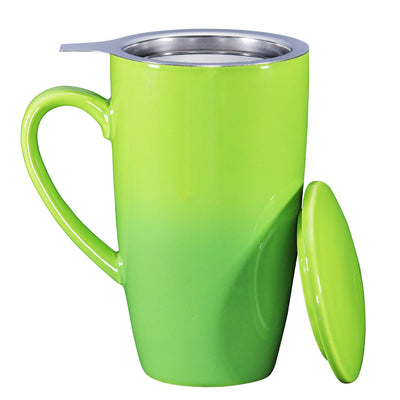 Ceramic Tea Infuser Mug With Stainless Steel Infuser And Removable Lid, Microwave