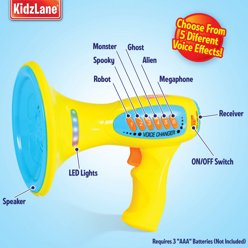 Kidzlane Voice Changer Microphone for Kids | Megaphone Function, LED Lights, and 5