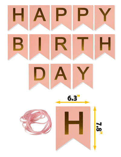 Pink Birthday Party Decoration, Pink Birthday Decoration, Pink Happy Birthday Banner