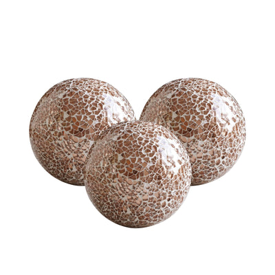 WHOLE HOUSEWARES | Decorative Balls | Set of 3 Glass Mosaic Orbs for Bowls | 4" Diameter