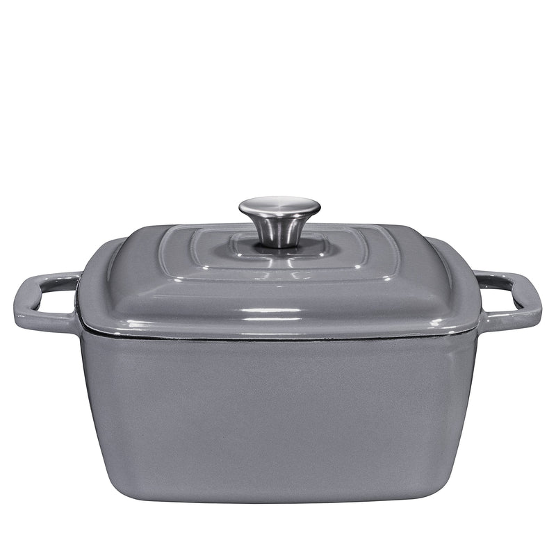 Enameled Cast Iron Casserole Square Dutch Oven Braiser - Pan with Cover, 3.8-Quart