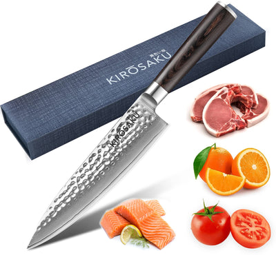 Kirosaku Premium Damascus Kitchen Knife 20cm - Extremely Sharp Kitchen Knife Made