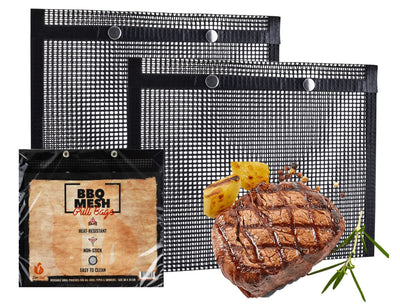 Bbq Mesh Grill Bag-Reusable Grill Pouches 3-Pack Large Non-Sticking Grilling