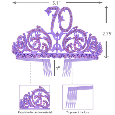 70th Birthday, 70th Birthday Tiara and Sash, 70th Birthday Decorations for Women,70th