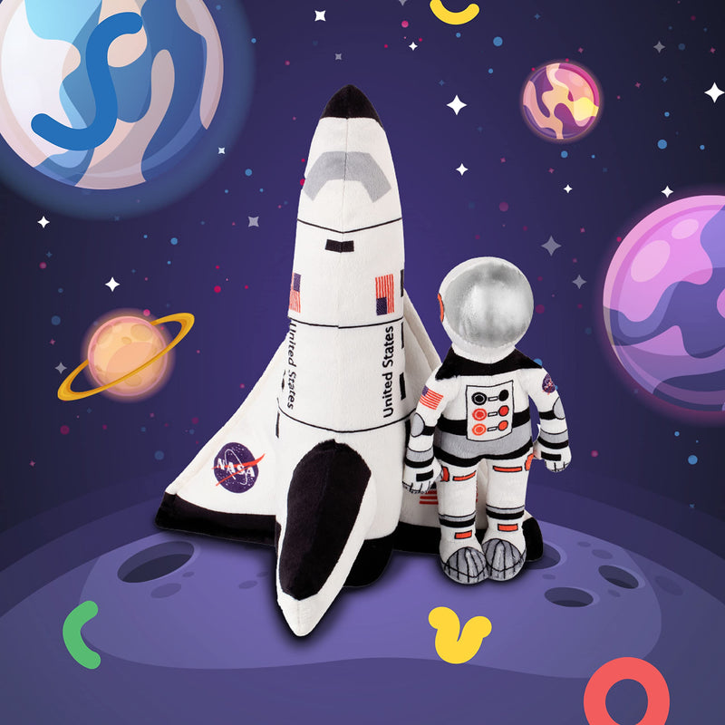 10 Stuffed Space Shuttle and Astronaut Soft and Cuddly Plush Toy for Kids Birthday Gift
