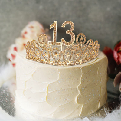 13th Birthday Sash And Tiara For Girls - Fabulous Set: Glitter Sash + Ripples