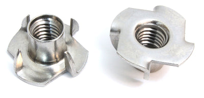 Stainless T-Nuts 3/8"-16 Inch (25 Pack), Threaded Insert, 304 (18-8) Stainless Steel