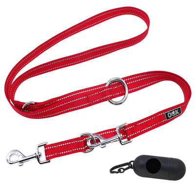 DDOXX Dog Leash Nylon Reflective, Adjustable, 6.6 ft | Many Colors & Sizes | for Small