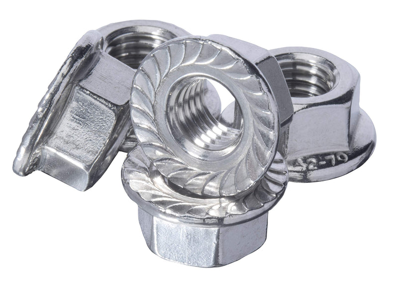 12-24 Stainless Serrated Hex Flange Nut, (25 Pack), 304 (18-8) Stainless Steel Nuts,