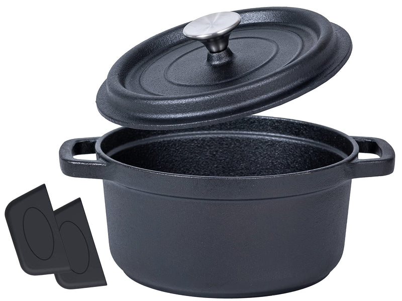 Pre-Seasoned Cast Iron Dutch Oven Pot, for Cooking, Basting, or Bread Baking - Lid