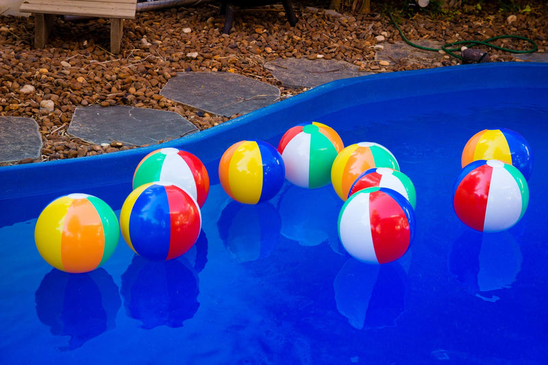 Neliblu 12" Bulk Pack of 12 Classic Inflatable Rainbow Beach Balls - Pool Toys Party