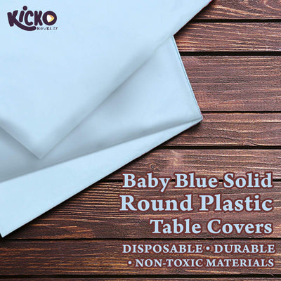 Kicko Baby Blue Solid Round Plastic Table Covers - 3 Pack - 84 Inches in Diameter