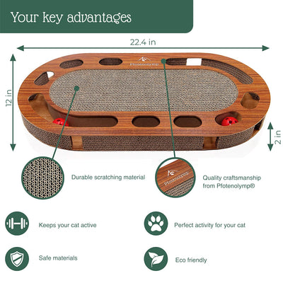 Pfotenolymp Cat Playground - Interactive Cat Toy/Scratching Board Made of Corrugated