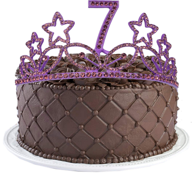 7th Birthday Gifts for Girl, 7th Birthday Tiara and Sash Purple, HAPPY 7th Birthday Party