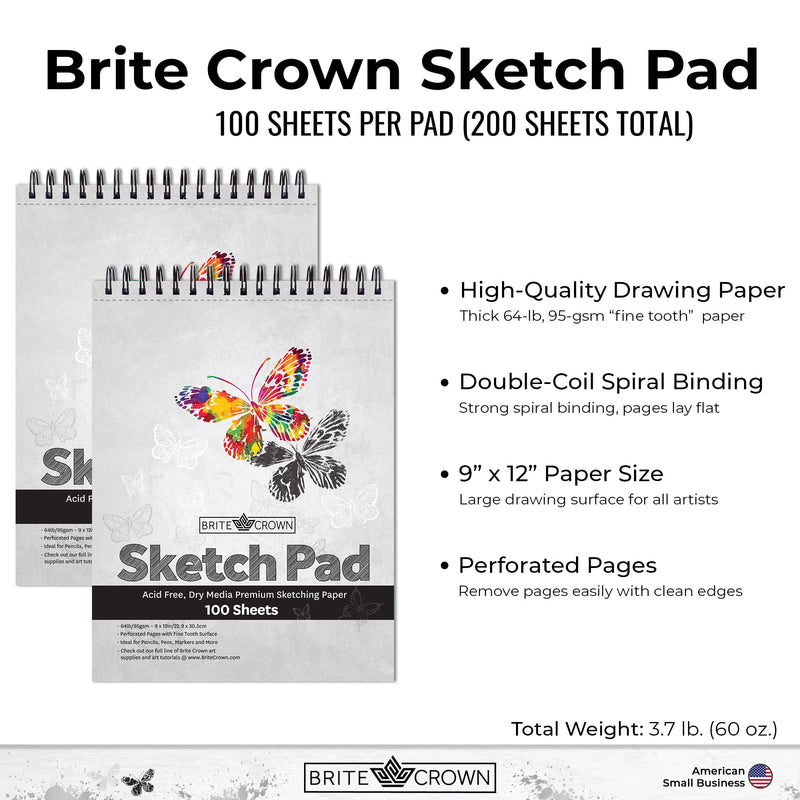 Sketch Pad  9x12 Sketchbook For Teens, 64lb (95gsm) Art Drawing Paper