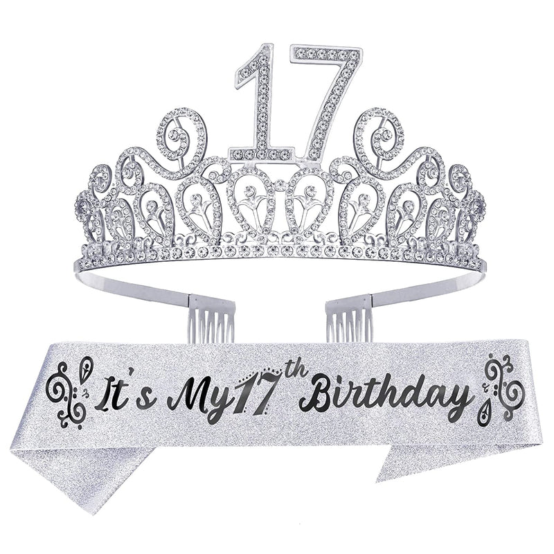 17th Birthday Sash And Tiara For Girls - Fabulous Set: Glitter Sash