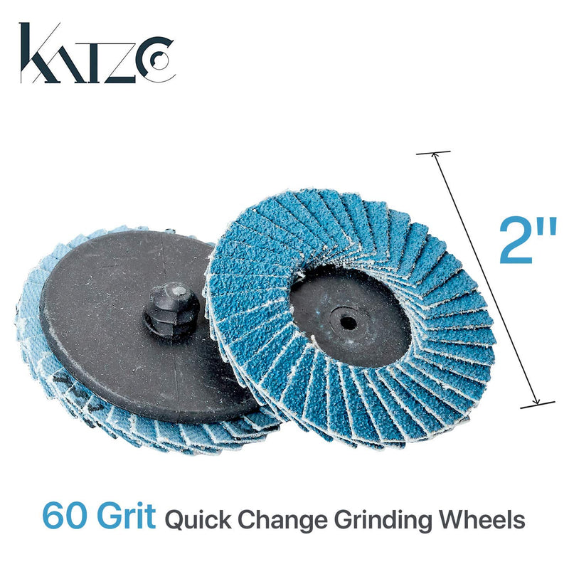 Katzco Flap Discs 60 Grit 10 Pieces - 2 Inch - Quick Change Grinding Wheels - for Rotary