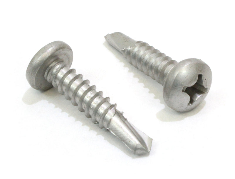 8 X 2" Stainless Pan Head Phillips Self Drilling Screw, (25pc), 410 Stainless Steel Self