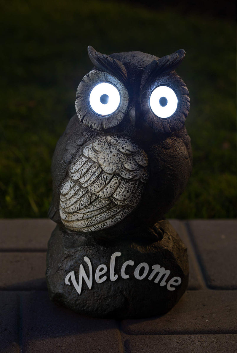 Welcome Owl Solar Powered Outdoor Decor LED Garden