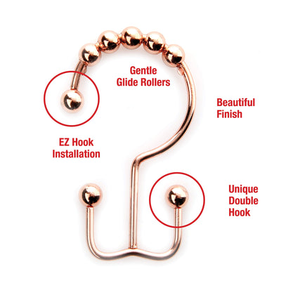 2lbDepot Copper Shower Curtain Hooks Rings, Premium Rust-Resistant Stainless Steel Metal