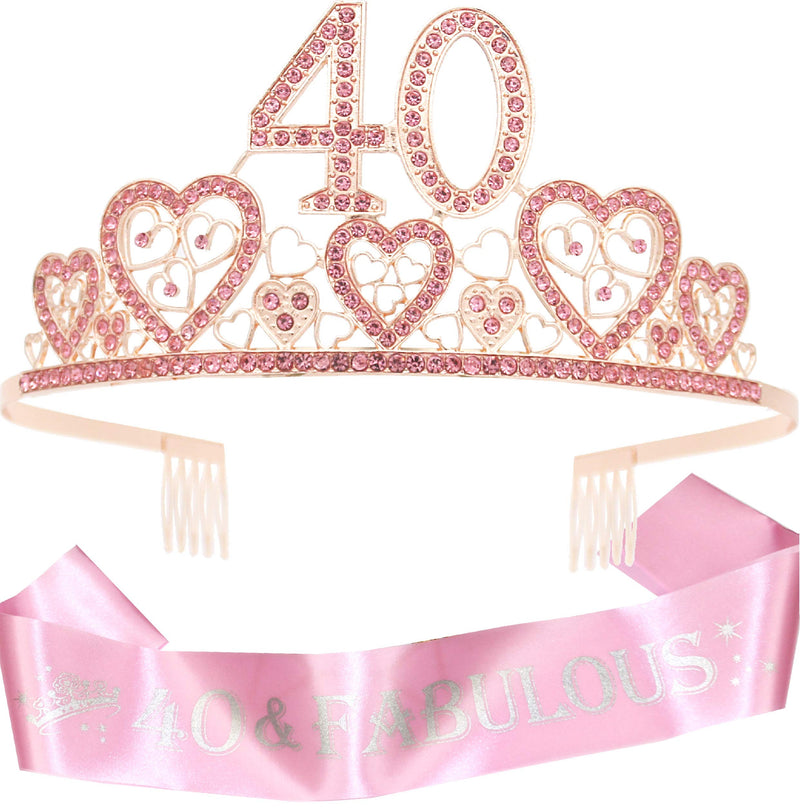 40th Birthday Gifts For Women, 40th Birthday Crown And Sash For Women, 40th