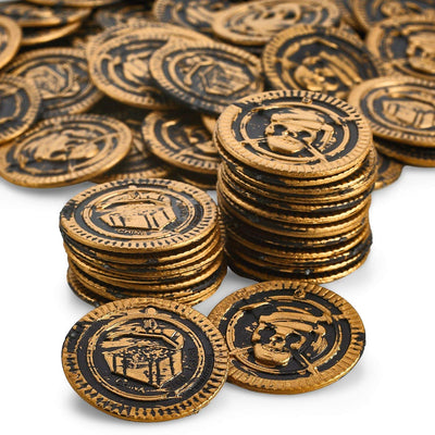 Kicko Pirate Coins Pirates Treasure Coins - 72 Pack Plastic - Pirate Doubloons Chest