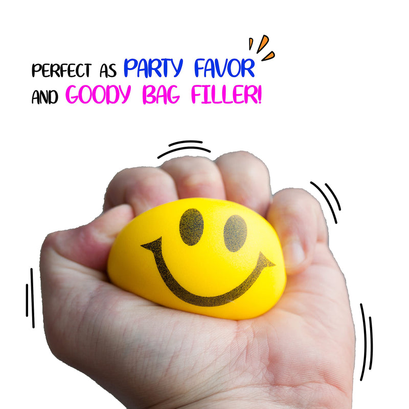 Be Happy! Neon Colored Smile Funny Face Stress Ball - Happy Smile Face Squishies Toys