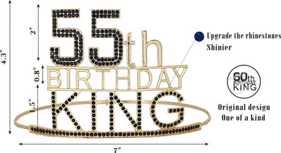 55th Birthday Gifts for Men 55th Birthday King Crown, 55th Birthday King Sash, 55th