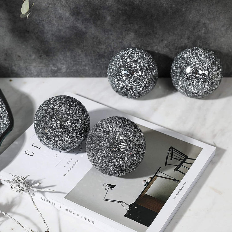 Decorative Balls Set of 5 Glass Mosaic Sphere Dia 3" (Copper