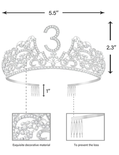 3rd Birthday Gifts for Girls, 3rd Birthday Tiara and Sash, 3rd Birthday Decorations