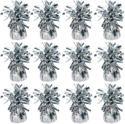 Kicko Silver Balloon Weights - 12 Pack Metallic Decorative Helium Tie-Downs - for Party