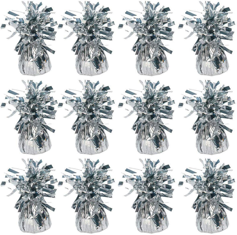 Kicko Silver Balloon Weights - 12 Pack Metallic Decorative Helium Tie-Downs - for Party