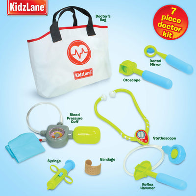 Kidzlane Play Doctor Kit for Kids and Toddlers - Kids Doctor Play Set - 7 Piece Dr Set