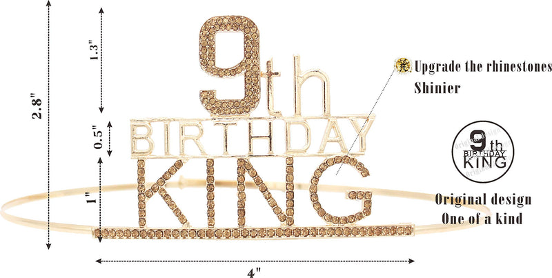 9th Birthday King Crown and Sash for Boy,9th Birthday for Him,9th Birthday King Crown