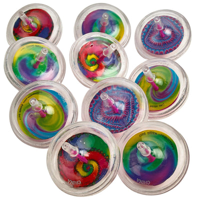 Kicko Plastic Swirl Spin Tops - Pack of 10-2.25 Inches Assorted Cool Transparent Spiral