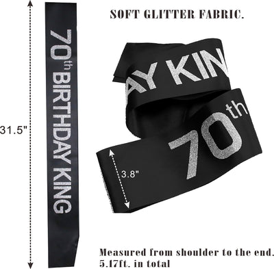 70th Birthday King Crown, 70th Birthday Gifts for Men, 70th Birthday King Sash, 70th