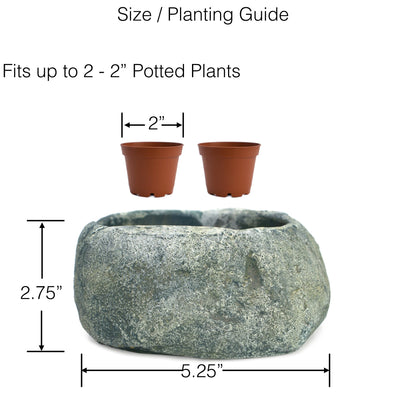 Natural Elements Rock Planter (Boulder)  Realistic Woodland-Themed with Intricate Stone