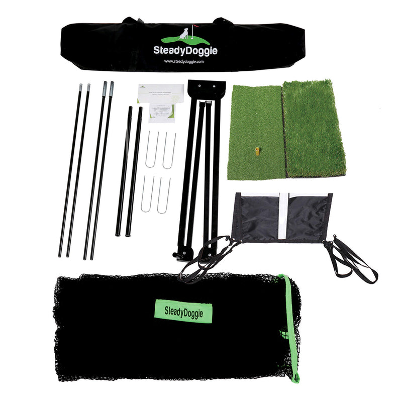 Golf Net Bundle - Professional Patent Pending Golf Practice Net, Dual-Turf Golf Mat