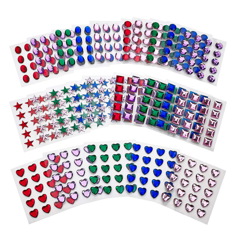 Kicko Self-Adhesive Jewels - 500 Pc - 0.5 inches Colorful Shiny Rhinestone Stickers