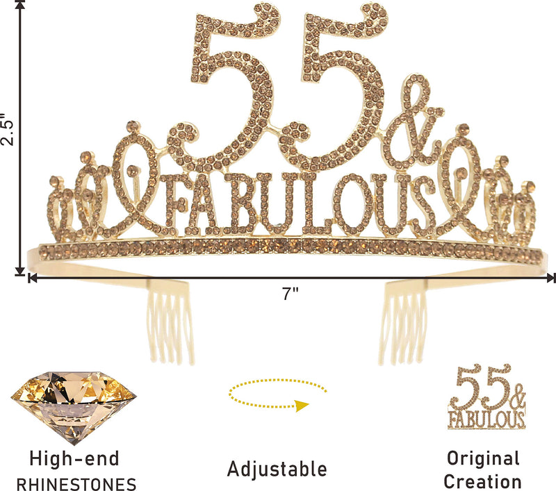 55th Birthday,55 Birthday Decorations55th Birthday Women Sash,55 Birthday Crown Women